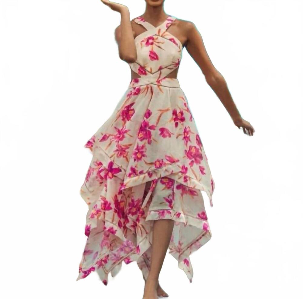 NEW LATISTE halter neck dress in pink floral